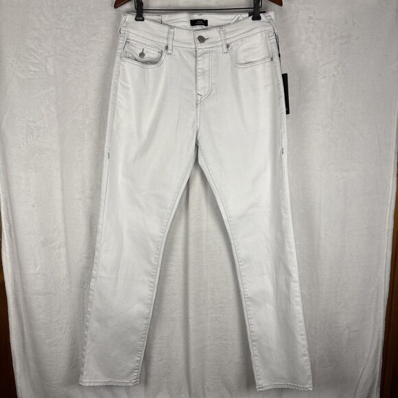 True Religion Jeans Geno Relaxed Slim Mens 32x32 White Flap Pockets NWT - Picture 1 of 7
